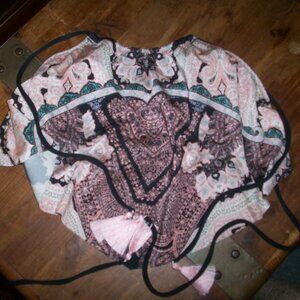 Victorias Secret Halter Swim Top Halter Bikini Black Pink Paisley Backless Ties